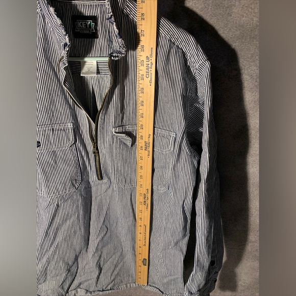 Vintage Key Imperial Shirt Mens XL 1/2 Zip Hickory Stripe Railroad Workwear - Picture 4 of 6
